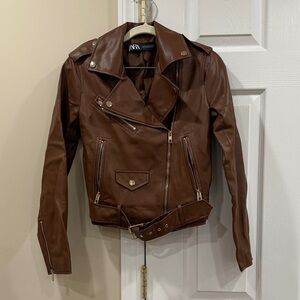 Zara Chocolate Brown Leather Jacket